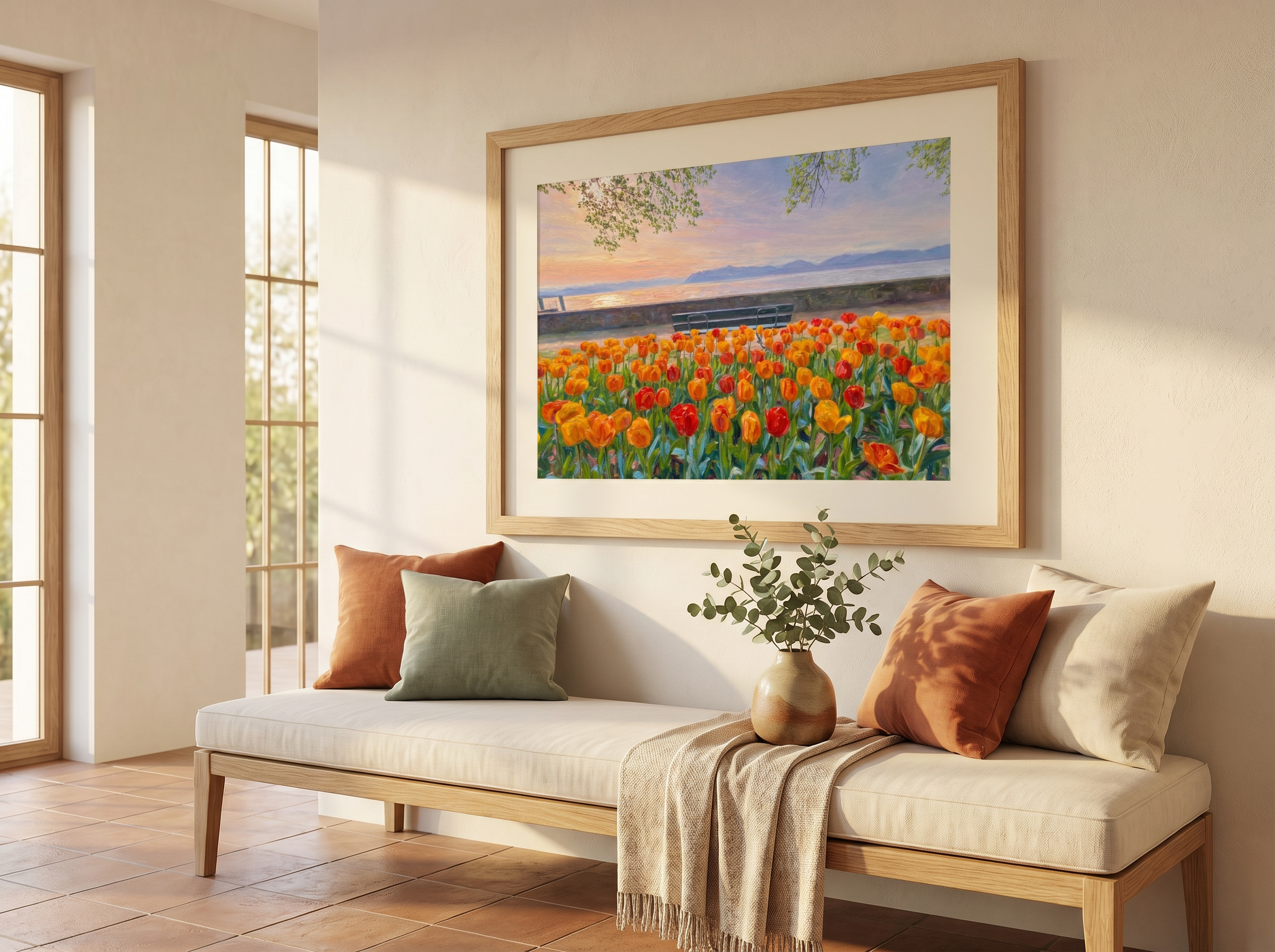 Tulipes du Léman — mockup intérieur