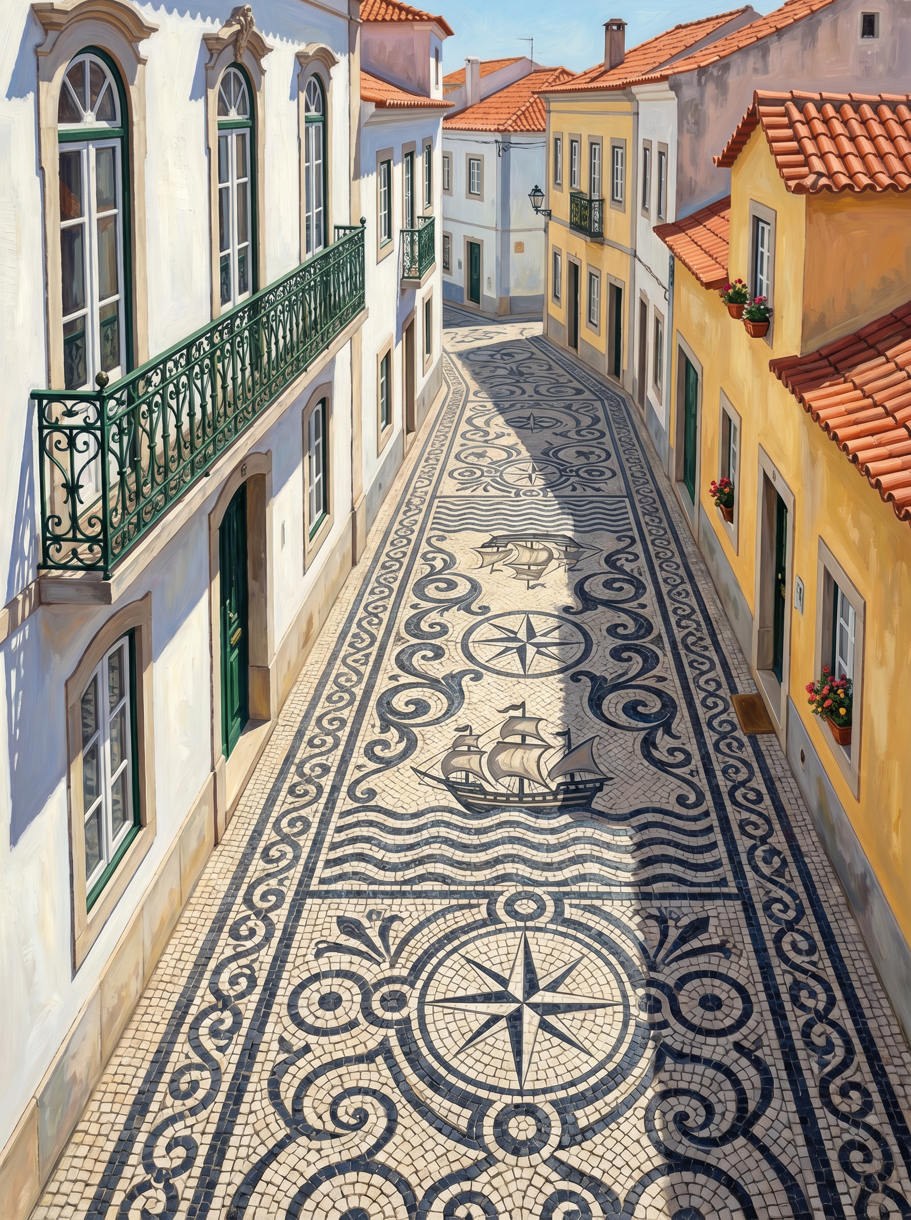 Tableau « Ruelle de Calçada » — Calçada Portuguesa exaltée | photo transformée en peinture